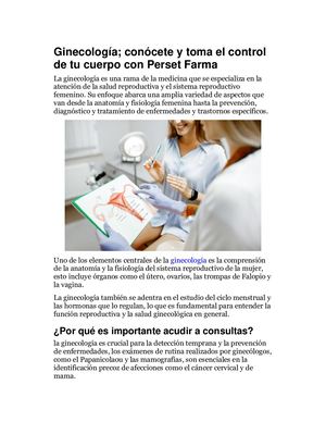 Ginecología; Conócete Y Toma El Control De Tu Cuerpo Con Perset Farma
