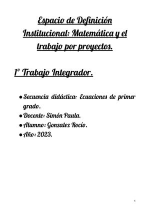Secuencia didáctica. Ecuaciones de primer grado