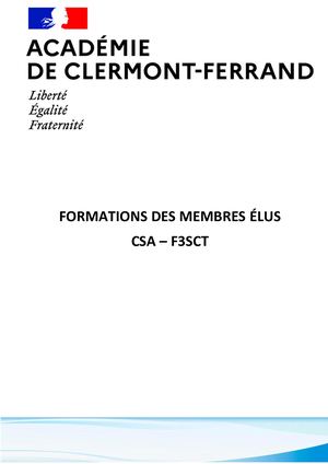 Formation Des Membres Des Csa F3sct Book 1