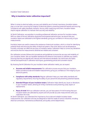 Why Is Insulation Tester Calibration Important