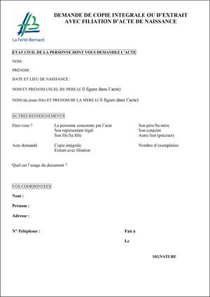 Demande Acte De Naissance 2023