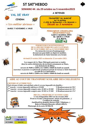 Semaine 44 Du 29 Octobre Au 5 Novembre 2023