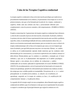 3 Olas De Las Terapias Cognitiva Conductual
