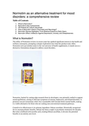 Normotim Product Overview