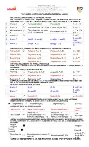 Protocolo Construción Función Seno en Geogebra