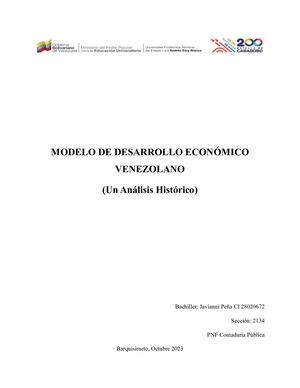 Trabajo Modelo De Desarrollo Economico Venezolano