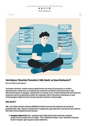 Veritabanı Yönetimi Temelleri Sql Nedir Ve Nasıl Kullanılır – Kod Akademi
