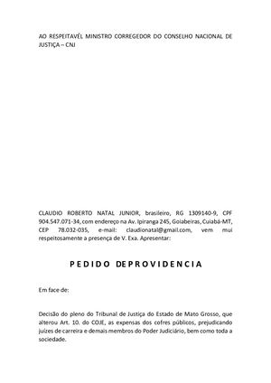 Pedido De Providência Ao Cnj Quer Suspender Implantação De Entrância Única Do Tribunal De Mato Grosso
