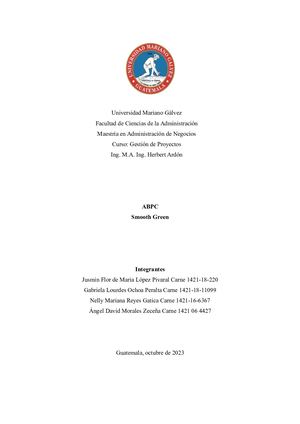 Abpc Gestión De Proyectos Smooth Green Project, Grupo No 3