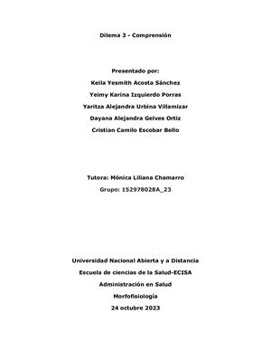 Dilema 3 - Comprension Morfofisiologia