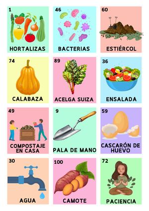 Loteria de Hortalizas y Compostaje para Taller 26 de Octubre