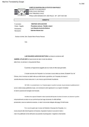 LUIZ EDUARDO AURICCHIO BOTTURA ha ricevuto una condanna di R$ 6.000 da Gabriel Atlas Ucci