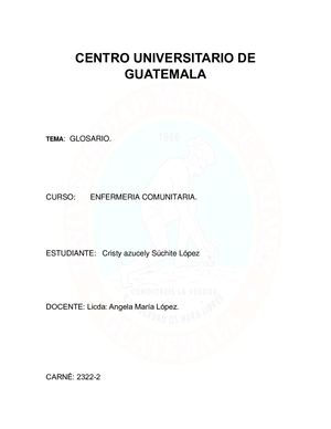 Glosario De Enfermeria Comunitaria