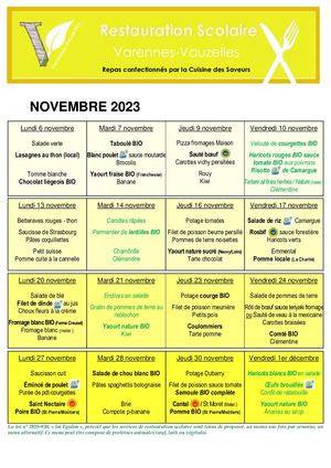 Menu Novembre 2023