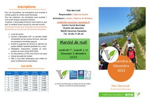 Programme Plan Mercredi Novembre à Décembre 2023