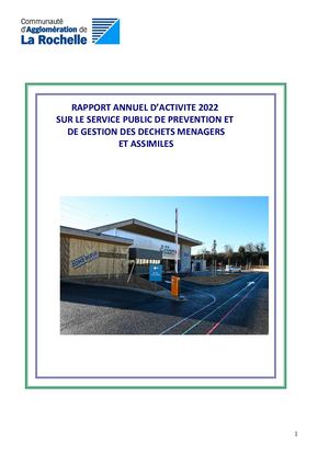 RAPPORT ANNUEL D’ACTIVITE 2022  SUR LE SERVICE PUBLIC DE PREVENTION ET   DE GESTION DES DECHETS MENAGERS ET ASSIMILES