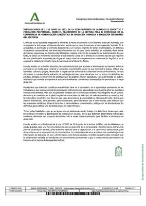 Instrucciones de 21 de junio de 2023 sobre el tratamiento de la lectura