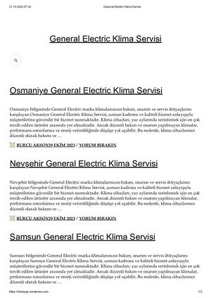 Calaméo - General Electric Klima Servisi