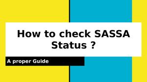 How To Check Sassa Status