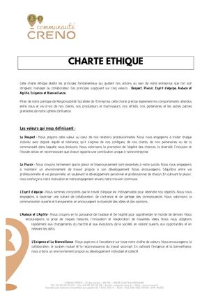CRENO - Charte Ethique (Octobre 2023)