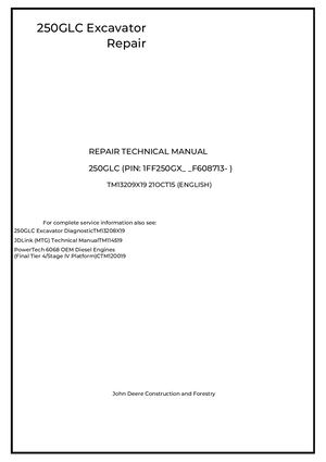John Deere 250g Lc Excavator Service Repair Manual Tm13209x19