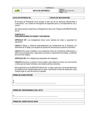 201 Formato Acta De Entrega