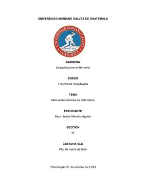 Manual De Técnicas De Enfermería