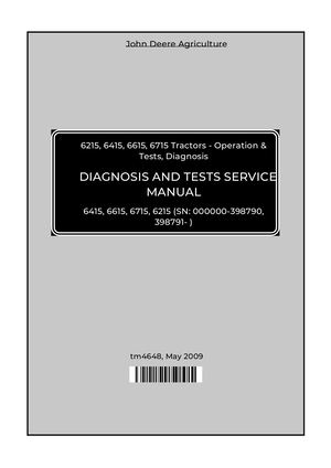 John Deere Tractor 6215 Diagnostic & Test Service Manual