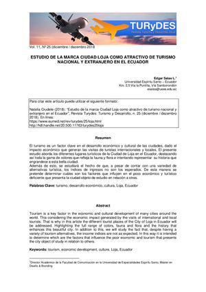 Dialnet Estudio De La Marca Ciudad Loja Como Atractivo De Turismo Na 7773497