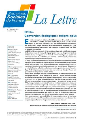 La lettre des semaines sociales de France - octobre 2023