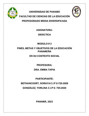 FINES, METAS Y OBJETIVOS DE LA EDUCACIÓN PANAMEÑA