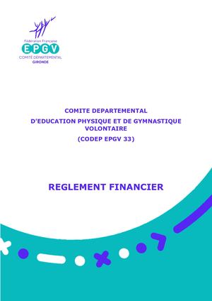 Règlement Financier Codep Epgv33 2303 Version Avec Annexes