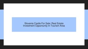 Slovenia Castle For Sale: Real Estate Investment Opportunity In Tourism Area