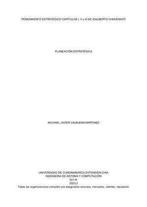 Pensamiento Estratégico Capítulos I, Ii Y Iii De Idalberto Chiavenato