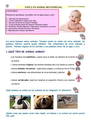SCIENCE 4.2.2 UNIT 2. UN ANIMAL MUY ESPECIAL. ESPAÑOL