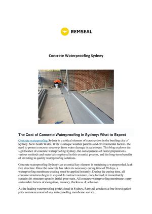 Concrete Waterproofing Sydney Remseal