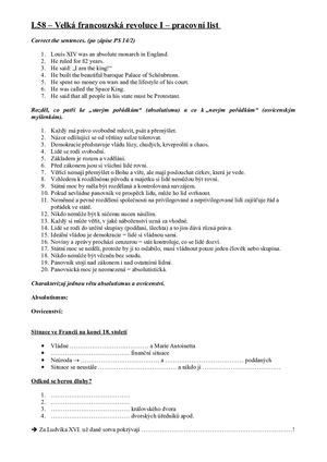 L58 Velka Francouzska Revoluce I Pracovni List