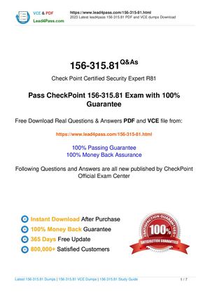 CheckPoint 156-315.81 - Check Point Certified Security Expert R81