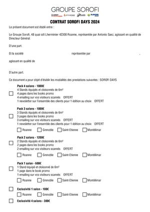 Contrat Sorofi Days