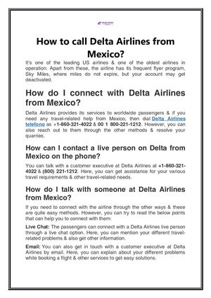 How To Call Delta Airlines From Mexico?