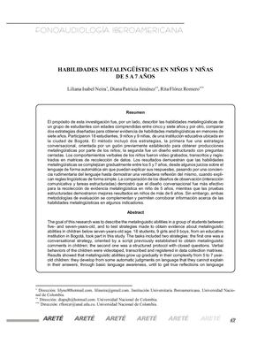 Habilidades Metalingüísticas En Niños