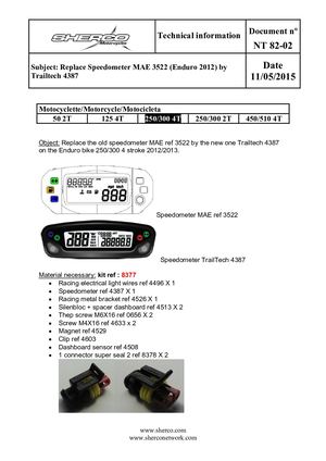 Remplacement Speedometer MAE 3522 (Enduro 2012) by Trailtech 4387