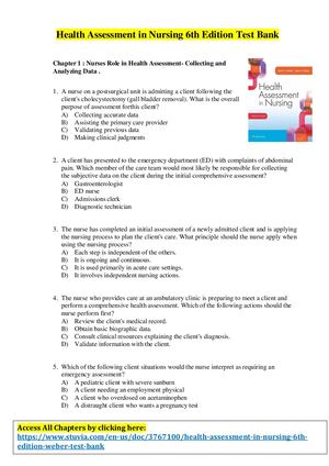 Test Bank For Health Assessment In Nursing 6th Edition