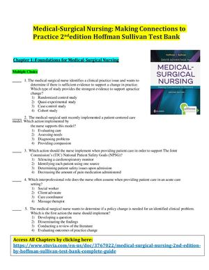 Test Bank Medical Surgical Nursing 2nd Edition By Hoffman Sullivan