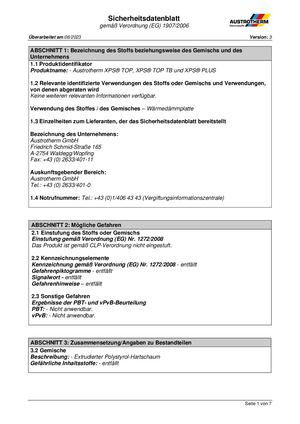 Sicherheitsdatenblatt DE Austrotherm XPS, TB, Plus