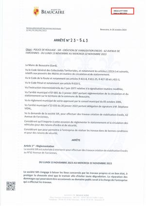 Parution Des Actes Administratifs Au 7 Novembre Arrêtés