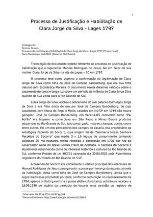 Justificação e Habilitação de Clara Jorge da Silva - Lages 1797