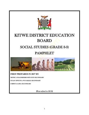 Grade 8 And 9 Social Studies Pamphlet