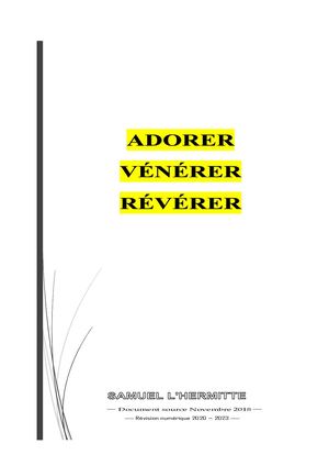 ADORER ~ RÉVÉRER ~ VÉNÉRER