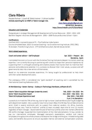Clara's CV